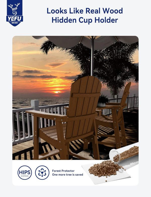 YEFU Tall Adirondack Chair Set of 2, Balcony Chair with Connecting Table, Poly Lumber Adirondack Chair, Patio Bar Stools, 380lbs, Weather Resistant for Outdoor Deck Lawn Pool-Aruba Blue - Image 17