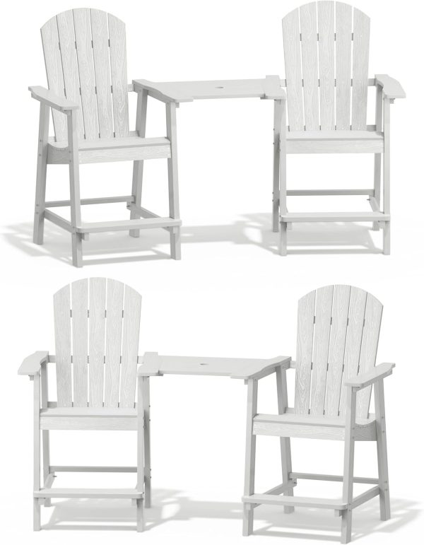 YEFU Tall Adirondack Chair Set of 2, Balcony Chair with Connecting Table, Poly Lumber Adirondack Chair, Patio Bar Stools, 380lbs, Weather Resistant for Outdoor Deck Lawn Pool-Aruba Blue - Image 23