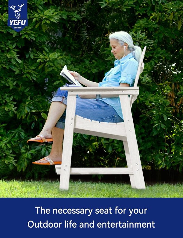 YEFU Tall Adirondack Chair Set of 2, Balcony Chair with Connecting Table, Poly Lumber Adirondack Chair, Patio Bar Stools, 380lbs, Weather Resistant for Outdoor Deck Lawn Pool-Aruba Blue - Image 28