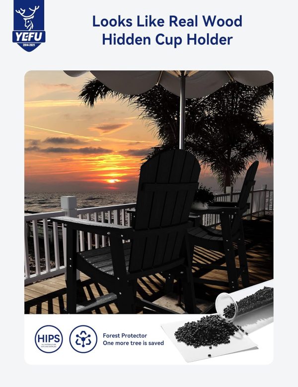 YEFU Tall Adirondack Chair Set of 2, Balcony Chair with Connecting Table, Poly Lumber Adirondack Chair, Patio Bar Stools, 380lbs, Weather Resistant for Outdoor Deck Lawn Pool-Aruba Blue - Image 42