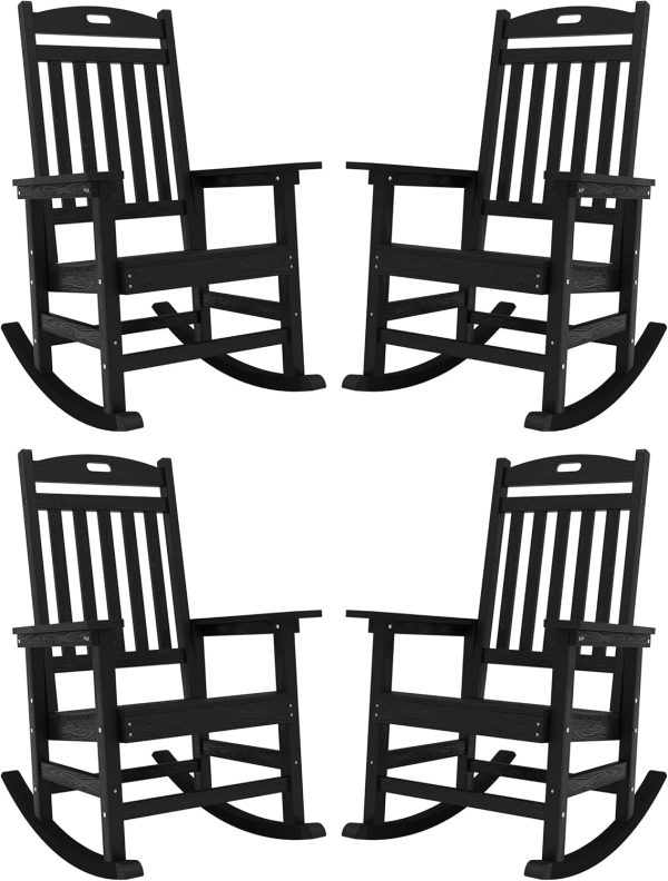 YEFU Outdoor Rocking Chair Oversized,Seat Depth 22",Backrest Height 31",Patio Poly Wide Rocker Chair with 380lbs Weight Capacity,Weather Resistant,for Lawn, Porch, Backyard, Indoor and Garden(Black) - Image 10