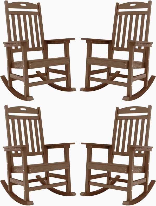 YEFU Outdoor Rocking Chair Oversized,Seat Depth 22",Backrest Height 31",Patio Poly Wide Rocker Chair with 380lbs Weight Capacity,Weather Resistant,for Lawn, Porch, Backyard, Indoor and Garden(Black) - Image 16