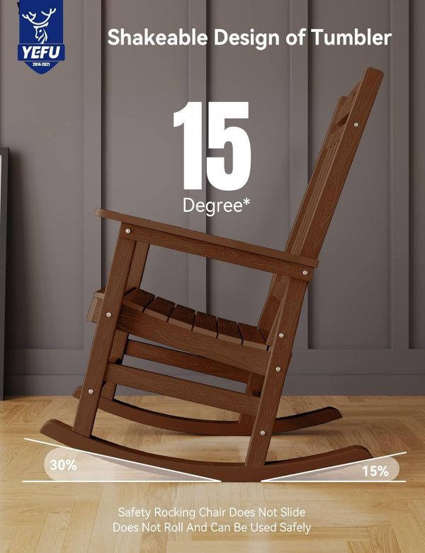 YEFU Outdoor Rocking Chair Oversized,Seat Depth 22",Backrest Height 31",Patio Poly Wide Rocker Chair with 380lbs Weight Capacity,Weather Resistant,for Lawn, Porch, Backyard, Indoor and Garden(Black) - Image 18