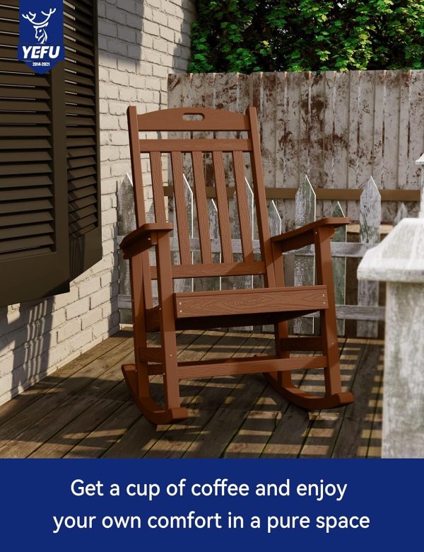 YEFU Outdoor Rocking Chair Oversized,Seat Depth 22",Backrest Height 31",Patio Poly Wide Rocker Chair with 380lbs Weight Capacity,Weather Resistant,for Lawn, Porch, Backyard, Indoor and Garden(Black) - Image 22
