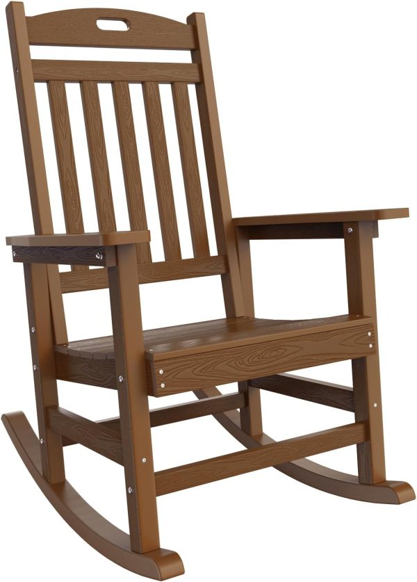 YEFU Outdoor Rocking Chair Oversized,Seat Depth 22",Backrest Height 31",Patio Poly Wide Rocker Chair with 380lbs Weight Capacity,Weather Resistant,for Lawn, Porch, Backyard, Indoor and Garden(Black) - Image 23