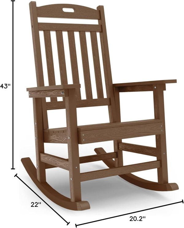 YEFU Outdoor Rocking Chair Oversized,Seat Depth 22",Backrest Height 31",Patio Poly Wide Rocker Chair with 380lbs Weight Capacity,Weather Resistant,for Lawn, Porch, Backyard, Indoor and Garden(Black) - Image 24