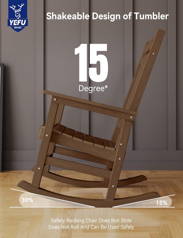 YEFU Outdoor Rocking Chair Oversized,Seat Depth 22",Backrest Height 31",Patio Poly Wide Rocker Chair with 380lbs Weight Capacity,Weather Resistant,for Lawn, Porch, Backyard, Indoor and Garden(Black) - Image 25
