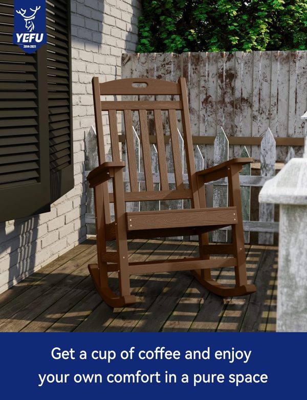 YEFU Outdoor Rocking Chair Oversized,Seat Depth 22",Backrest Height 31",Patio Poly Wide Rocker Chair with 380lbs Weight Capacity,Weather Resistant,for Lawn, Porch, Backyard, Indoor and Garden(Black) - Image 29