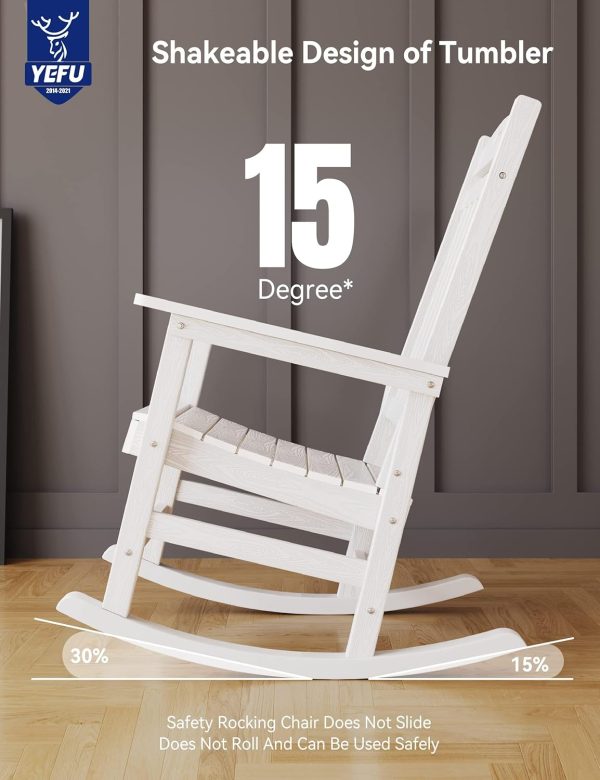 YEFU Outdoor Rocking Chair Oversized,Seat Depth 22",Backrest Height 31",Patio Poly Wide Rocker Chair with 380lbs Weight Capacity,Weather Resistant,for Lawn, Porch, Backyard, Indoor and Garden(Black) - Image 32