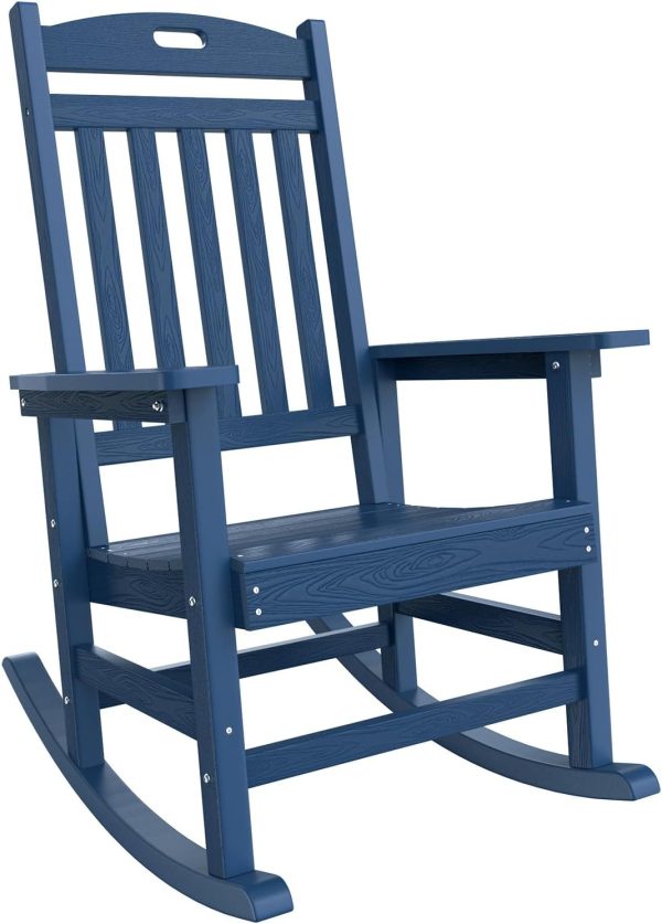 YEFU Outdoor Rocking Chair Oversized,Seat Depth 22",Backrest Height 31",Patio Poly Wide Rocker Chair with 380lbs Weight Capacity,Weather Resistant,for Lawn, Porch, Backyard, Indoor and Garden(Black) - Image 37
