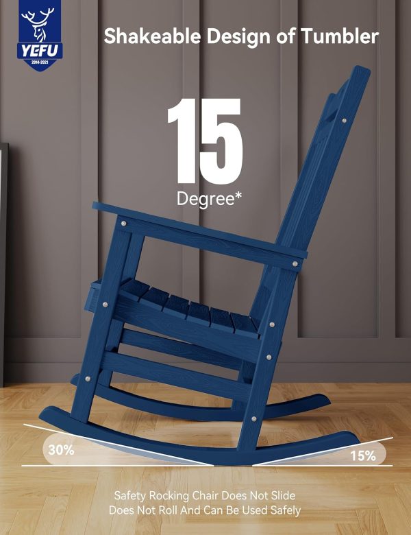 YEFU Outdoor Rocking Chair Oversized,Seat Depth 22",Backrest Height 31",Patio Poly Wide Rocker Chair with 380lbs Weight Capacity,Weather Resistant,for Lawn, Porch, Backyard, Indoor and Garden(Black) - Image 40