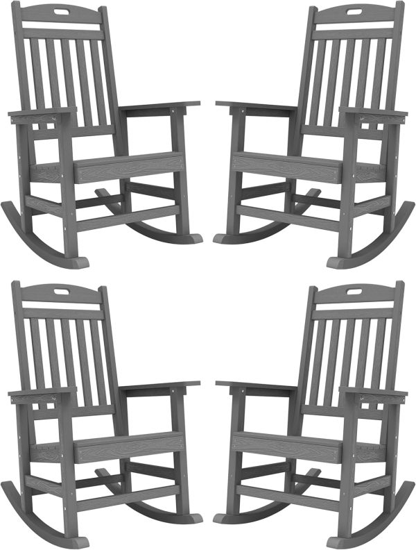 YEFU Outdoor Rocking Chair Oversized,Seat Depth 22",Backrest Height 31",Patio Poly Wide Rocker Chair with 380lbs Weight Capacity,Weather Resistant,for Lawn, Porch, Backyard, Indoor and Garden(Black) - Image 45