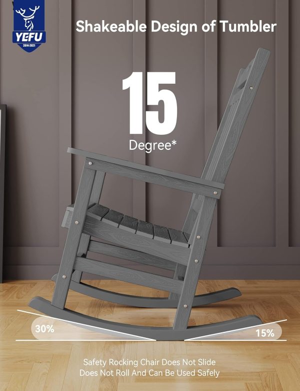 YEFU Outdoor Rocking Chair Oversized,Seat Depth 22",Backrest Height 31",Patio Poly Wide Rocker Chair with 380lbs Weight Capacity,Weather Resistant,for Lawn, Porch, Backyard, Indoor and Garden(Black) - Image 47