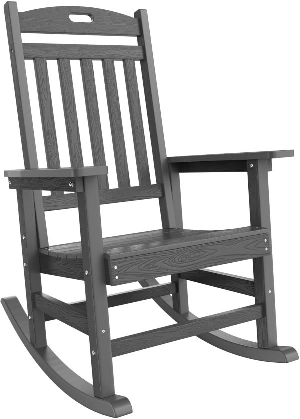 YEFU Outdoor Rocking Chair Oversized,Seat Depth 22",Backrest Height 31",Patio Poly Wide Rocker Chair with 380lbs Weight Capacity,Weather Resistant,for Lawn, Porch, Backyard, Indoor and Garden(Black) - Image 52