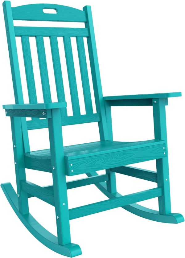 YEFU Outdoor Rocking Chair Oversized,Seat Depth 22",Backrest Height 31",Patio Poly Wide Rocker Chair with 380lbs Weight Capacity,Weather Resistant,for Lawn, Porch, Backyard, Indoor and Garden(Black) - Image 59