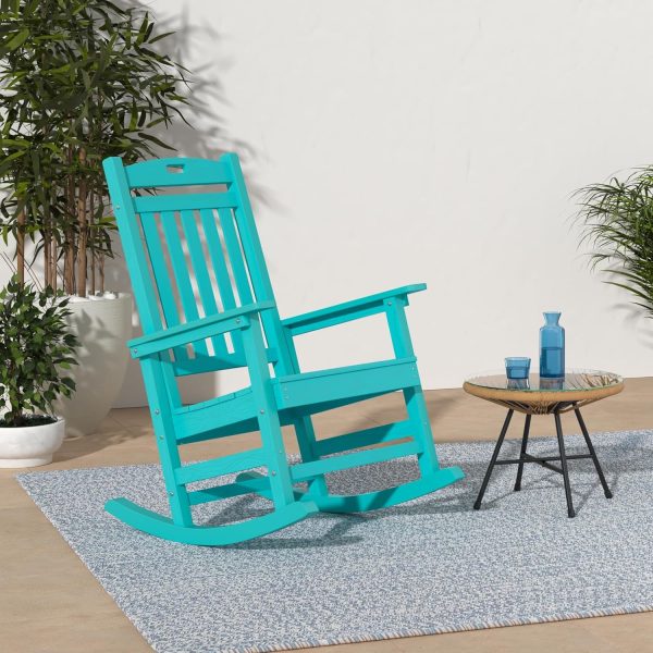 YEFU Outdoor Rocking Chair Oversized,Seat Depth 22",Backrest Height 31",Patio Poly Wide Rocker Chair with 380lbs Weight Capacity,Weather Resistant,for Lawn, Porch, Backyard, Indoor and Garden(Black) - Image 60