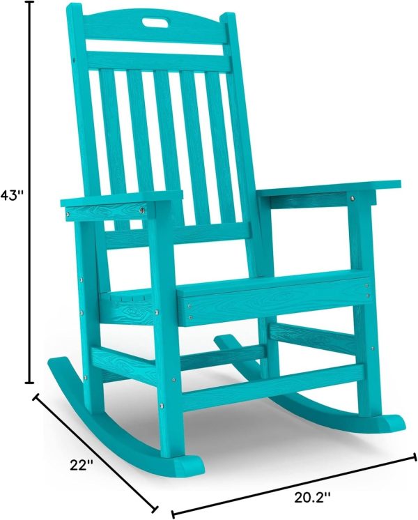 YEFU Outdoor Rocking Chair Oversized,Seat Depth 22",Backrest Height 31",Patio Poly Wide Rocker Chair with 380lbs Weight Capacity,Weather Resistant,for Lawn, Porch, Backyard, Indoor and Garden(Black) - Image 61