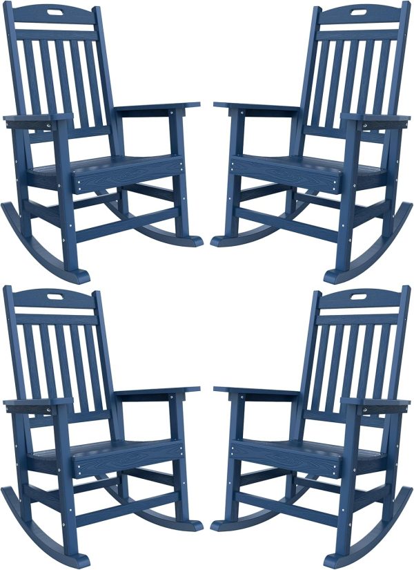 YEFU Outdoor Rocking Chair Oversized,Seat Depth 22",Backrest Height 31",Patio Poly Wide Rocker Chair with 380lbs Weight Capacity,Weather Resistant,for Lawn, Porch, Backyard, Indoor and Garden(Black) - Image 68