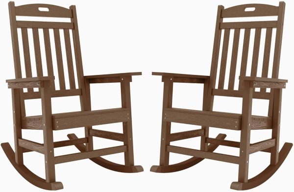 YEFU Outdoor Rocking Chair Oversized,Seat Depth 22",Backrest Height 31",Patio Poly Wide Rocker Chair with 380lbs Weight Capacity,Weather Resistant,for Lawn, Porch, Backyard, Indoor and Garden(Black) - Image 69