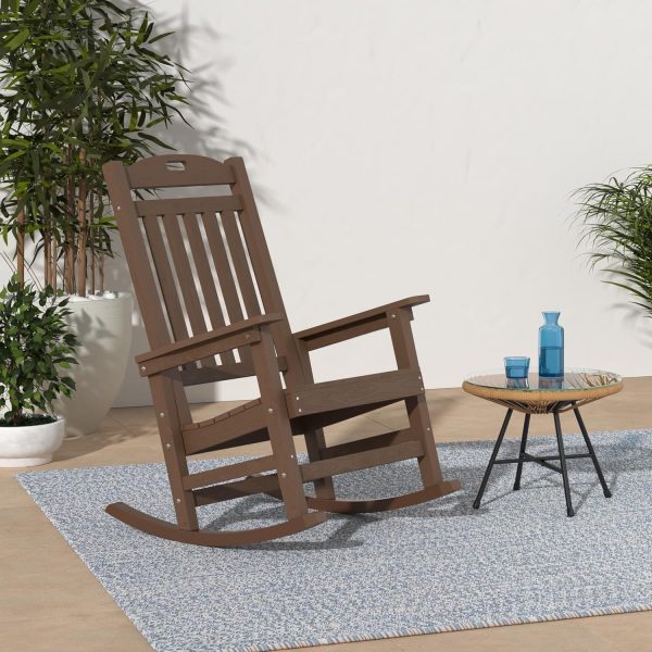 YEFU Outdoor Rocking Chair Oversized,Seat Depth 22",Backrest Height 31",Patio Poly Wide Rocker Chair with 380lbs Weight Capacity,Weather Resistant,for Lawn, Porch, Backyard, Indoor and Garden(Black) - Image 70