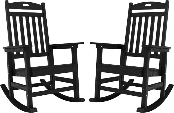 YEFU Outdoor Rocking Chair Oversized,Seat Depth 22",Backrest Height 31",Patio Poly Wide Rocker Chair with 380lbs Weight Capacity,Weather Resistant,for Lawn, Porch, Backyard, Indoor and Garden(Black) - Image 71