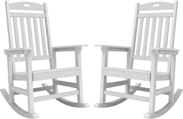 YEFU Outdoor Rocking Chair Oversized,Seat Depth 22",Backrest Height 31",Patio Poly Wide Rocker Chair with 380lbs Weight Capacity,Weather Resistant,for Lawn, Porch, Backyard, Indoor and Garden(Black) - Image 72