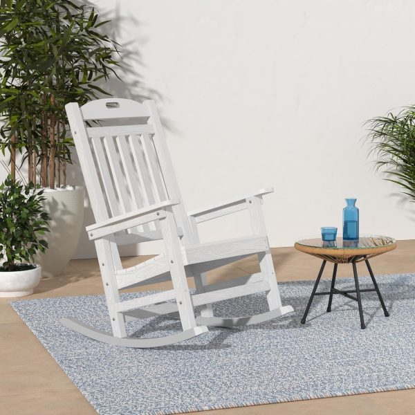 YEFU Outdoor Rocking Chair Oversized,Seat Depth 22",Backrest Height 31",Patio Poly Wide Rocker Chair with 380lbs Weight Capacity,Weather Resistant,for Lawn, Porch, Backyard, Indoor and Garden(Black) - Image 73