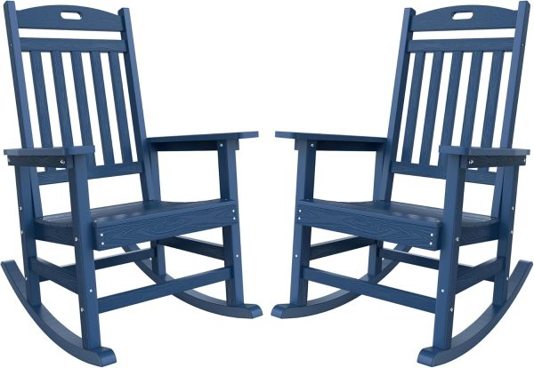 YEFU Outdoor Rocking Chair Oversized,Seat Depth 22",Backrest Height 31",Patio Poly Wide Rocker Chair with 380lbs Weight Capacity,Weather Resistant,for Lawn, Porch, Backyard, Indoor and Garden(Black) - Image 74