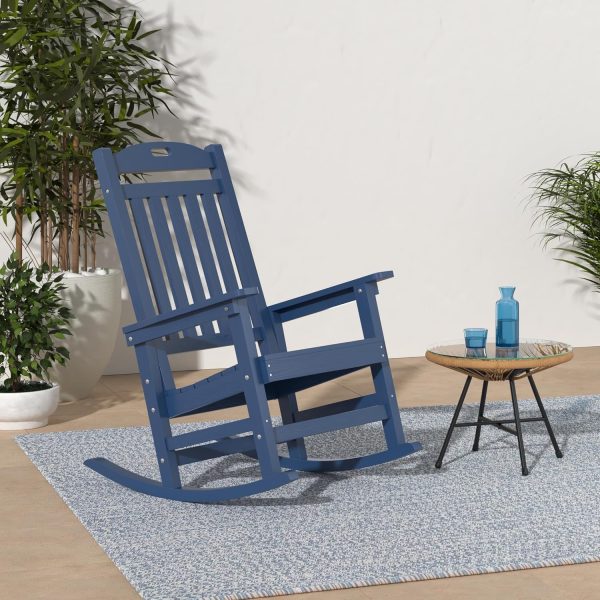 YEFU Outdoor Rocking Chair Oversized,Seat Depth 22",Backrest Height 31",Patio Poly Wide Rocker Chair with 380lbs Weight Capacity,Weather Resistant,for Lawn, Porch, Backyard, Indoor and Garden(Black) - Image 75