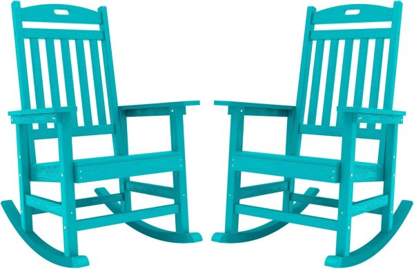 YEFU Outdoor Rocking Chair Oversized,Seat Depth 22",Backrest Height 31",Patio Poly Wide Rocker Chair with 380lbs Weight Capacity,Weather Resistant,for Lawn, Porch, Backyard, Indoor and Garden(Black) - Image 76