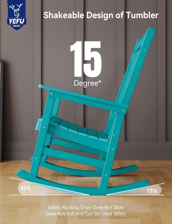 YEFU Outdoor Rocking Chair Oversized,Seat Depth 22",Backrest Height 31",Patio Poly Wide Rocker Chair with 380lbs Weight Capacity,Weather Resistant,for Lawn, Porch, Backyard, Indoor and Garden(Black) - Image 77