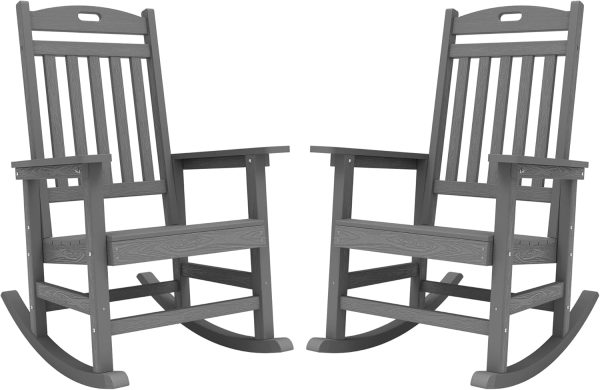 YEFU Outdoor Rocking Chair Oversized,Seat Depth 22",Backrest Height 31",Patio Poly Wide Rocker Chair with 380lbs Weight Capacity,Weather Resistant,for Lawn, Porch, Backyard, Indoor and Garden(Black) - Image 82