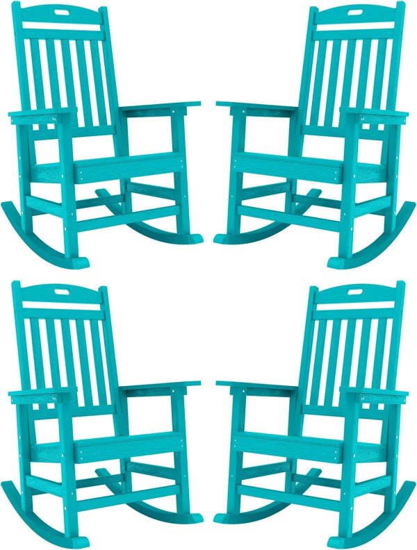YEFU Outdoor Rocking Chair Oversized,Seat Depth 22",Backrest Height 31",Patio Poly Wide Rocker Chair with 380lbs Weight Capacity,Weather Resistant,for Lawn, Porch, Backyard, Indoor and Garden(Black) - Image 83