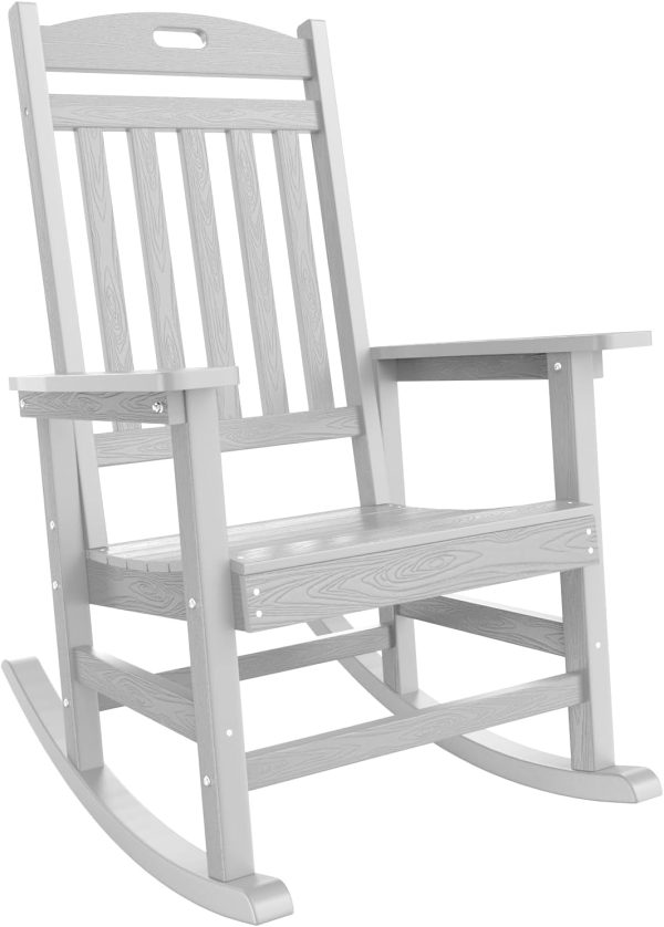 YEFU Outdoor Rocking Chair Oversized,Seat Depth 22",Backrest Height 31",Patio Poly Wide Rocker Chair with 380lbs Weight Capacity,Weather Resistant,for Lawn, Porch, Backyard, Indoor and Garden(Black) - Image 84