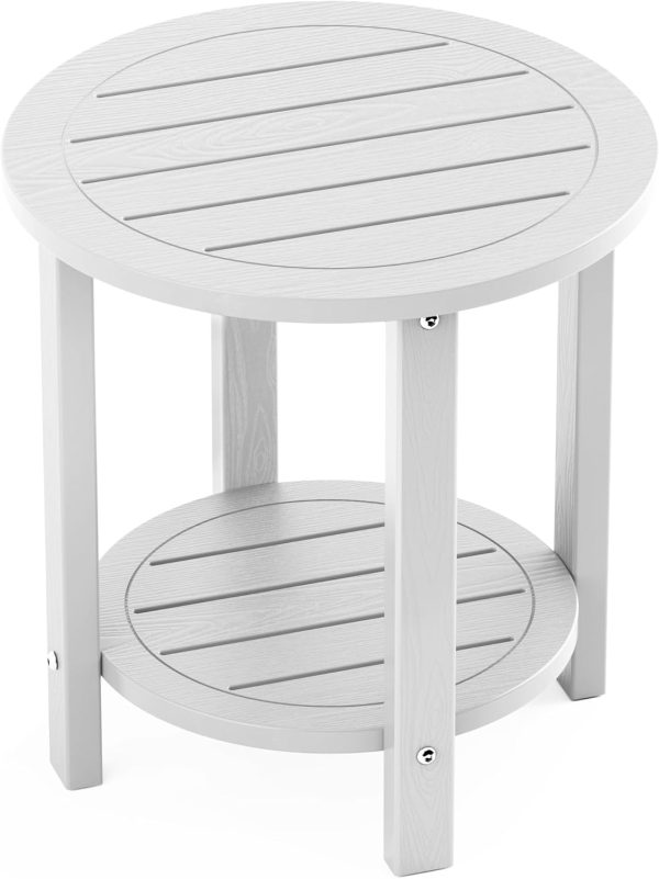YEFU Outdoor Side Table 2-Tier HIPS Adirondack Patio End Tables Weather Resistant Small Coffee Table (Black, 1PC) - Image 8