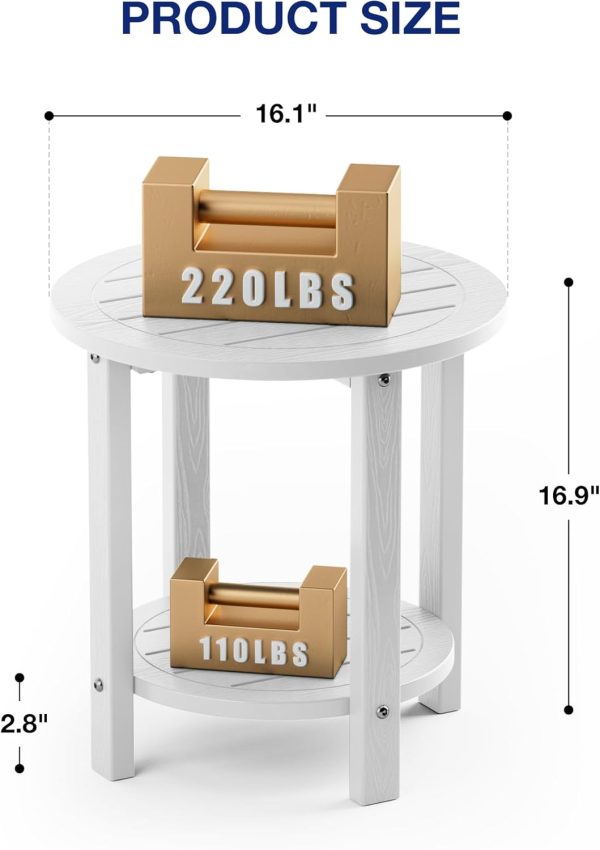 YEFU Outdoor Side Table 2-Tier HIPS Adirondack Patio End Tables Weather Resistant Small Coffee Table (Black, 1PC) - Image 10