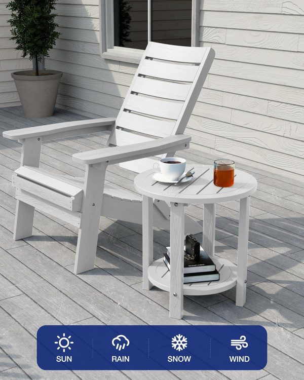 YEFU Outdoor Side Table 2-Tier HIPS Adirondack Patio End Tables Weather Resistant Small Coffee Table (Black, 1PC) - Image 11