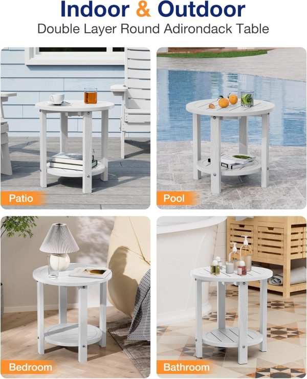 YEFU Outdoor Side Table 2-Tier HIPS Adirondack Patio End Tables Weather Resistant Small Coffee Table (Black, 1PC) - Image 14