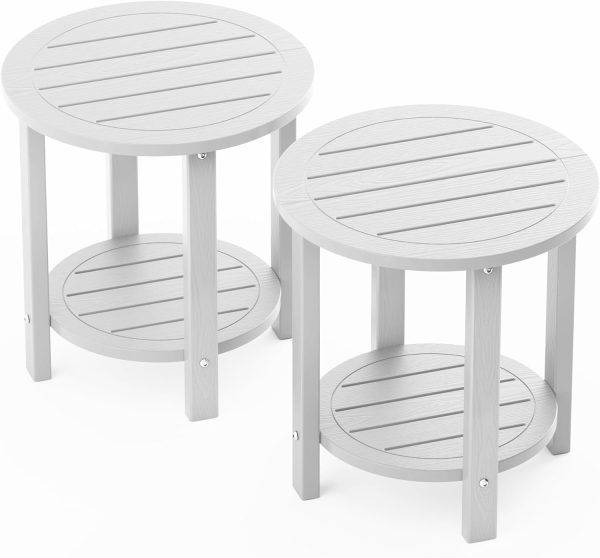 YEFU Outdoor Side Table 2-Tier HIPS Adirondack Patio End Tables Weather Resistant Small Coffee Table (Black, 1PC) - Image 16