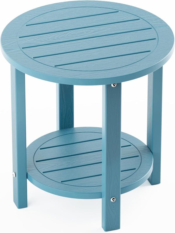 YEFU Outdoor Side Table 2-Tier HIPS Adirondack Patio End Tables Weather Resistant Small Coffee Table (Black, 1PC) - Image 17