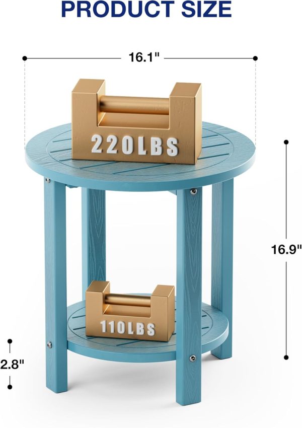 YEFU Outdoor Side Table 2-Tier HIPS Adirondack Patio End Tables Weather Resistant Small Coffee Table (Black, 1PC) - Image 19