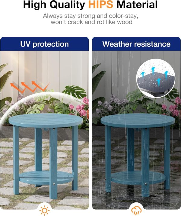 YEFU Outdoor Side Table 2-Tier HIPS Adirondack Patio End Tables Weather Resistant Small Coffee Table (Black, 1PC) - Image 21