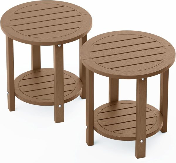 YEFU Outdoor Side Table 2-Tier HIPS Adirondack Patio End Tables Weather Resistant Small Coffee Table (Black, 1PC) - Image 31