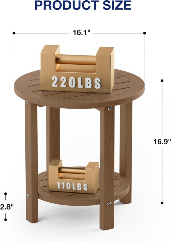 YEFU Outdoor Side Table 2-Tier HIPS Adirondack Patio End Tables Weather Resistant Small Coffee Table (Black, 1PC) - Image 33