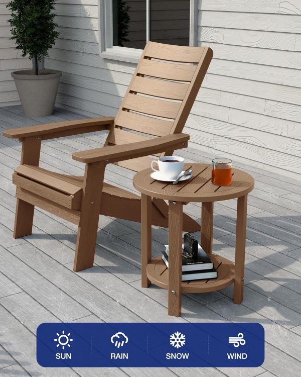 YEFU Outdoor Side Table 2-Tier HIPS Adirondack Patio End Tables Weather Resistant Small Coffee Table (Black, 1PC) - Image 34