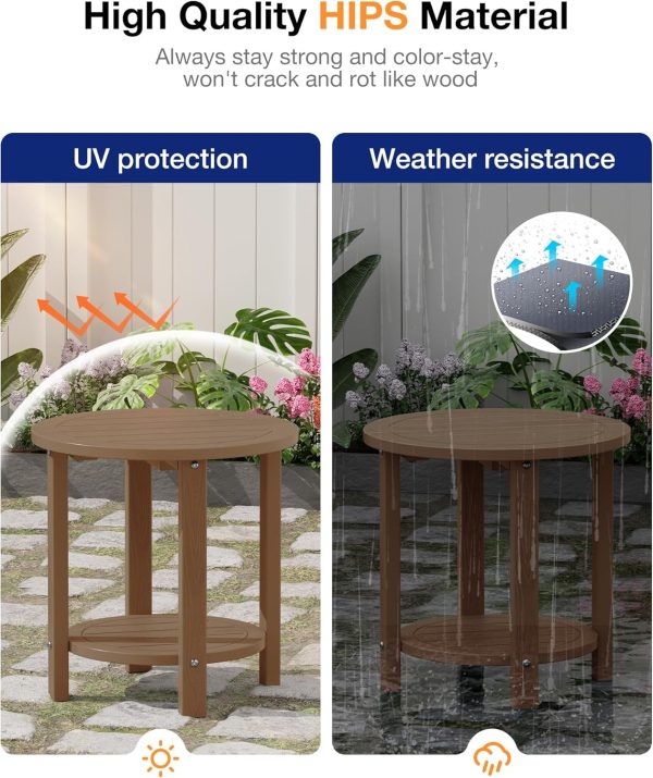 YEFU Outdoor Side Table 2-Tier HIPS Adirondack Patio End Tables Weather Resistant Small Coffee Table (Black, 1PC) - Image 35