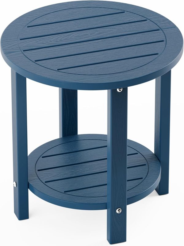 YEFU Outdoor Side Table 2-Tier HIPS Adirondack Patio End Tables Weather Resistant Small Coffee Table (Black, 1PC) - Image 38