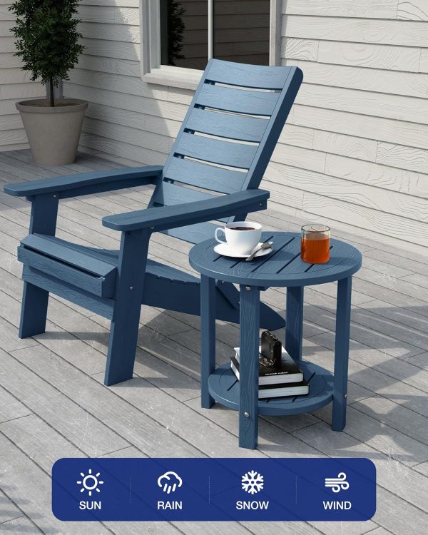 YEFU Outdoor Side Table 2-Tier HIPS Adirondack Patio End Tables Weather Resistant Small Coffee Table (Black, 1PC) - Image 41