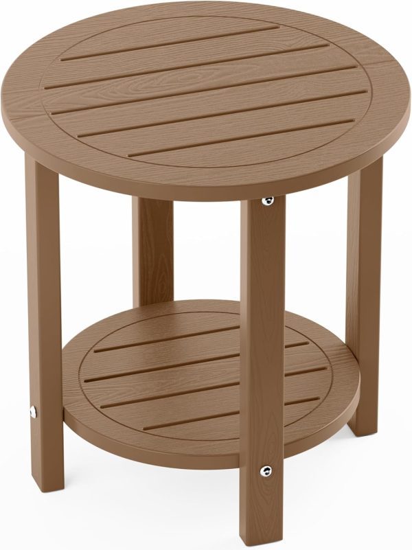 YEFU Outdoor Side Table 2-Tier HIPS Adirondack Patio End Tables Weather Resistant Small Coffee Table (Black, 1PC) - Image 45