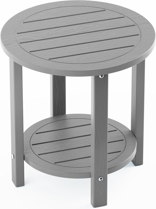 YEFU Outdoor Side Table 2-Tier HIPS Adirondack Patio End Tables Weather Resistant Small Coffee Table (Black, 1PC) - Image 46